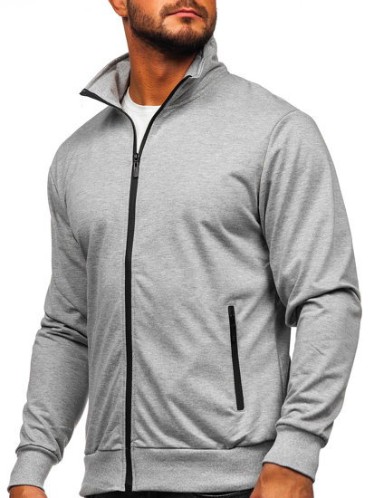 Sudadera abierta sin capucha para hombre gris Bolf B069