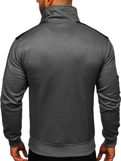 Sudadera abierta sin capucha para hombre gris Bolf TC987