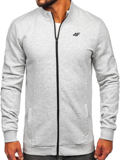 Sudadera abierta sin capucha para hombre gris claro 4F BLM351