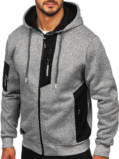 Sudadera-chaqueta con capucha para hombre gris Bolf TC1211