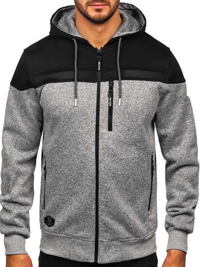 Sudadera-chaqueta con capucha para hombre gris Bolf TC1217