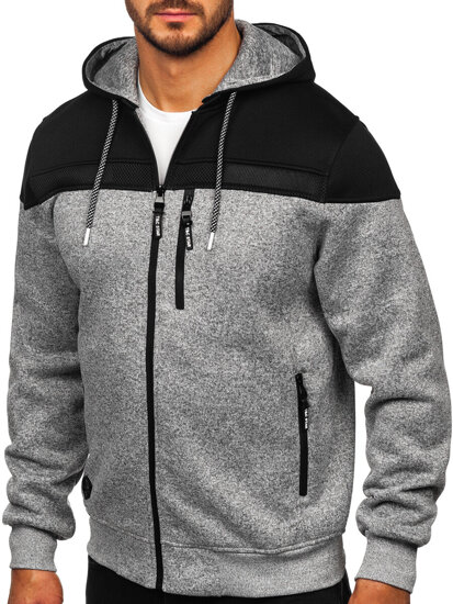 Sudadera-chaqueta con capucha para hombre gris Bolf TC1217