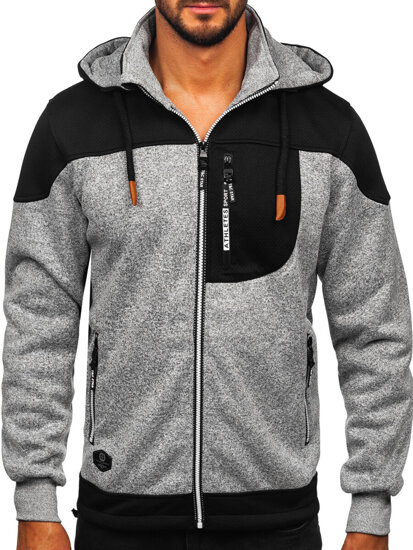 Sudadera-chaqueta con capucha para hombre gris Bolf TC1268