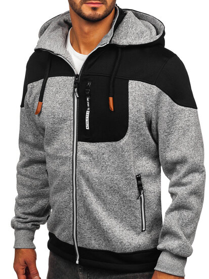 Sudadera-chaqueta con capucha para hombre gris Bolf TC1268