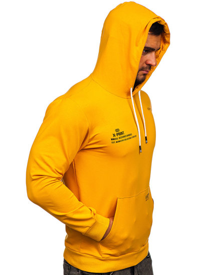 Sudadera con capucha con impresión para hombre amarillo Bolf 8754