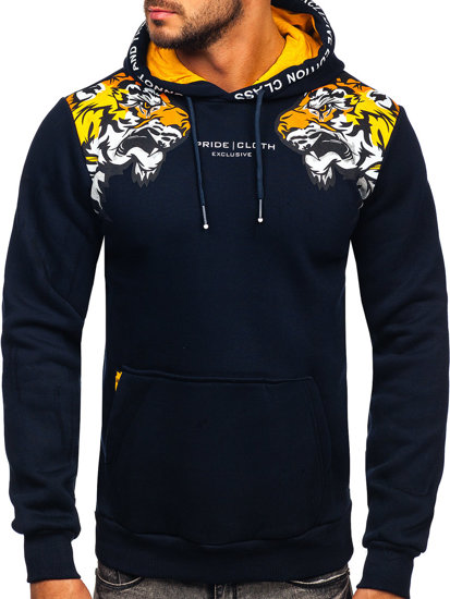 Sudadera con capucha con impresión para hombre azul oscuro Bolf 6287