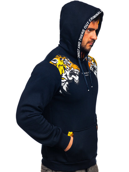 Sudadera con capucha con impresión para hombre azul oscuro Bolf 6287