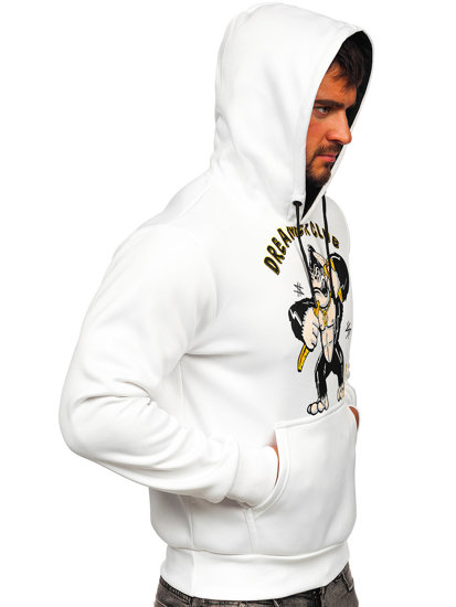 Sudadera con capucha con impresión para hombre blanco Bolf HM563