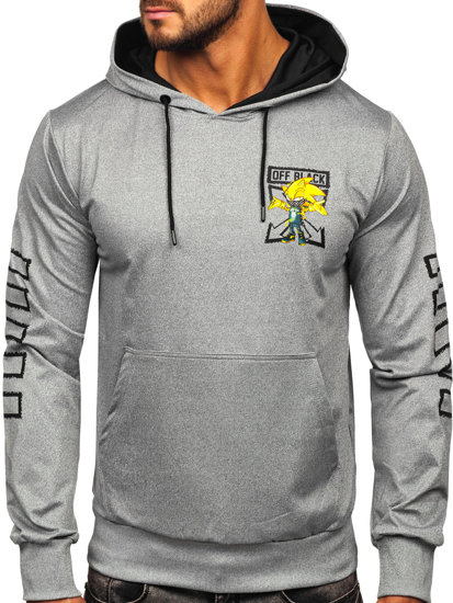 Sudadera con capucha con impresión para hombre gris Bolf HM611