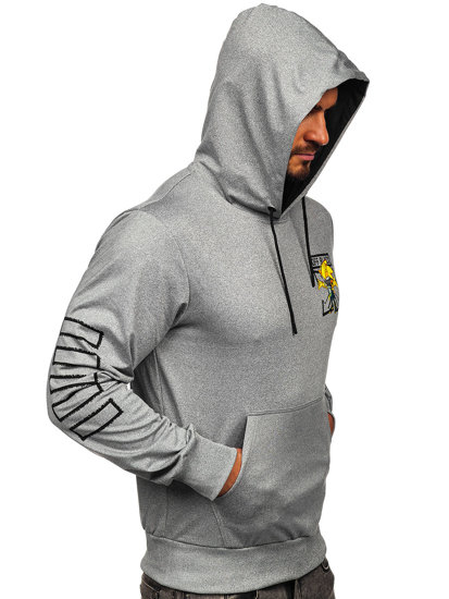 Sudadera con capucha con impresión para hombre gris Bolf HM611