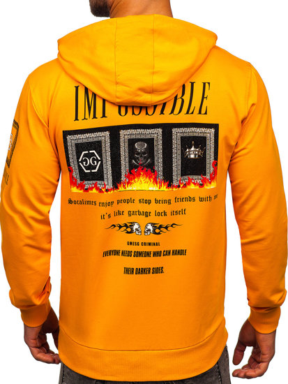 Sudadera con capucha con impresión para hombre naranja Bolf 6436