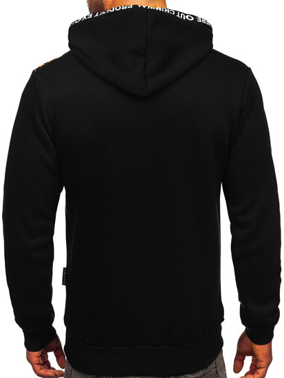 Sudadera con capucha con impresión para hombre negro Bolf 6287