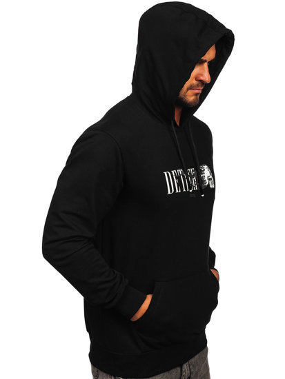 Sudadera con capucha con impresión para hombre negro Bolf 6436