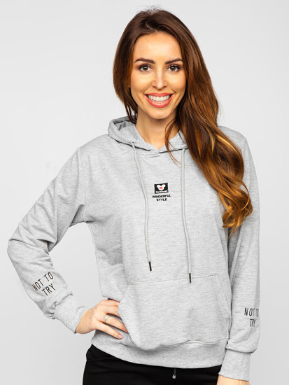 Sudadera con capucha con impresión para mujer gris Bolf HL9265