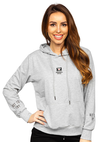 Sudadera con capucha con impresión para mujer gris Bolf HL9265