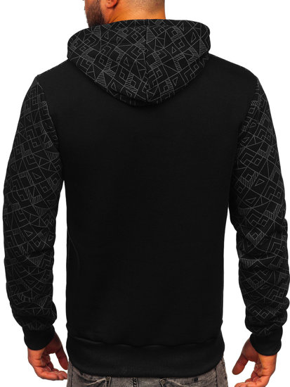 Sudadera con capucha con un elemento de circonias para hombre negro Bolf HM566