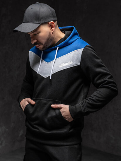 Sudadera con capucha e impresión para hombre azul medio Bolf W3878A1