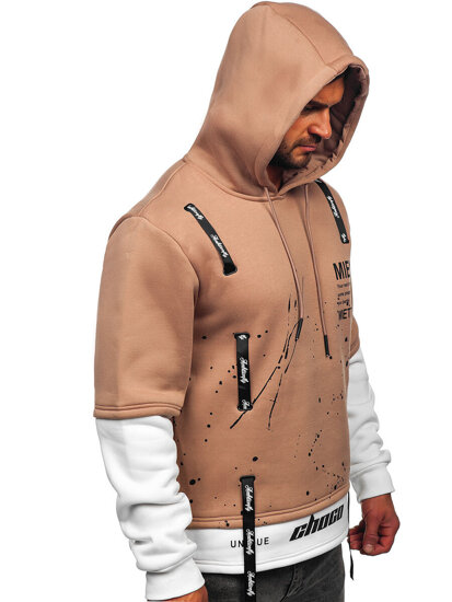 Sudadera con capucha e impresión para hombre beige Bolf LJ0586A