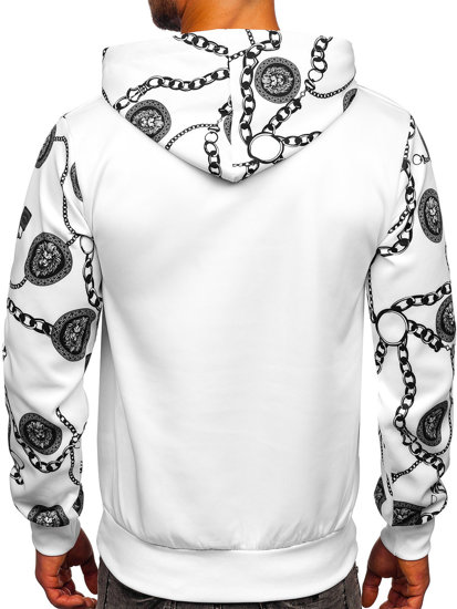 Sudadera con capucha e impresión para hombre blanco Bolf HM336