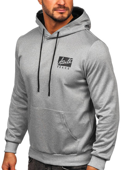 Sudadera con capucha e impresión para hombre gris Bolf HY971