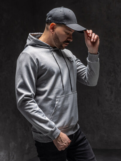 Sudadera con capucha e impresión para hombre gris Bolf HY971A1