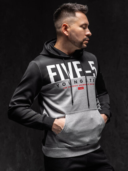 Sudadera con capucha e impresión para hombre gris Bolf HY972A1