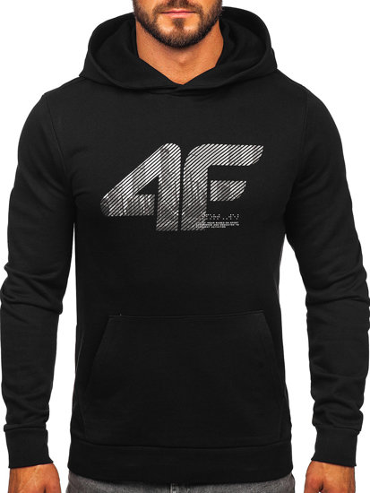 Sudadera con capucha e impresión para hombre negro 4F M233