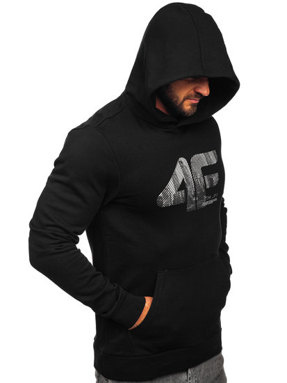 Sudadera con capucha e impresión para hombre negro 4F M233