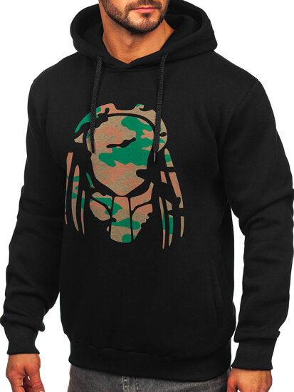 Sudadera con capucha e impresión para hombre negro Bolf 147048