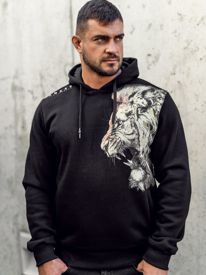 Sudadera con capucha e impresión para hombre negro Bolf 6136A