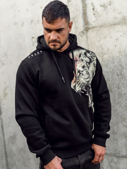 Sudadera con capucha e impresión para hombre negro Bolf 6136A