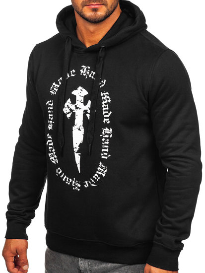 Sudadera con capucha e impresión para hombre negro Bolf MF2011