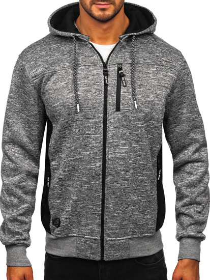 Sudadera con capucha forrada para hombre gris Bolf TC1305