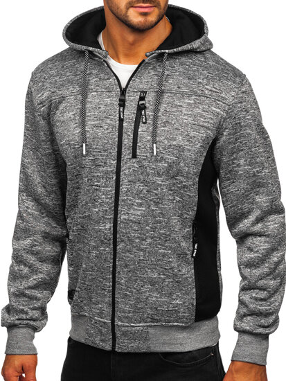 Sudadera con capucha forrada para hombre gris Bolf TC1305