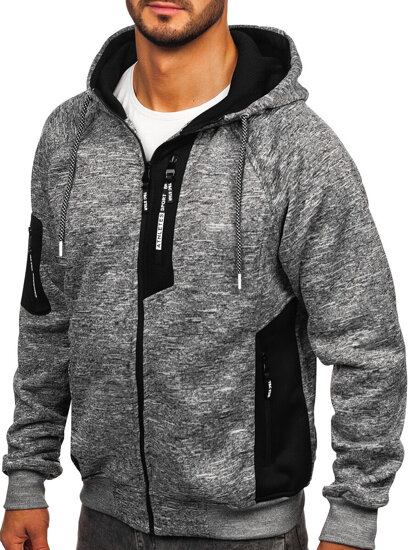 Sudadera con capucha forrada para hombre gris Bolf TC1306