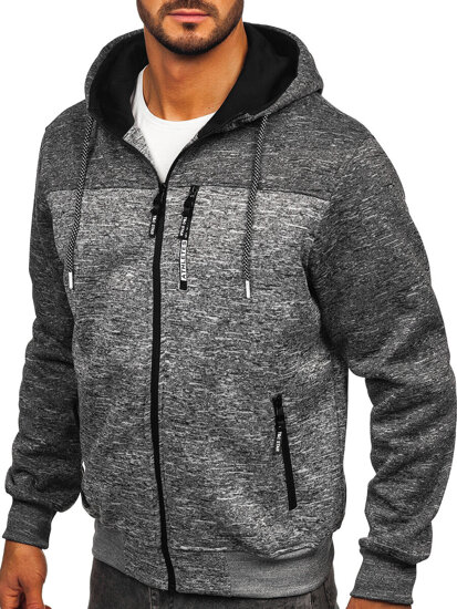 Sudadera con capucha forrada para hombre gris Bolf TC1308