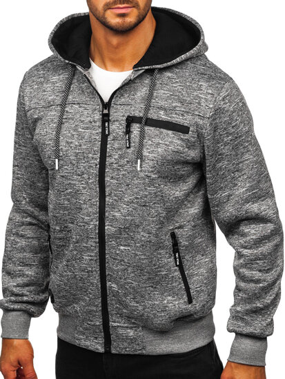 Sudadera con capucha forrada para hombre gris Bolf TC1313