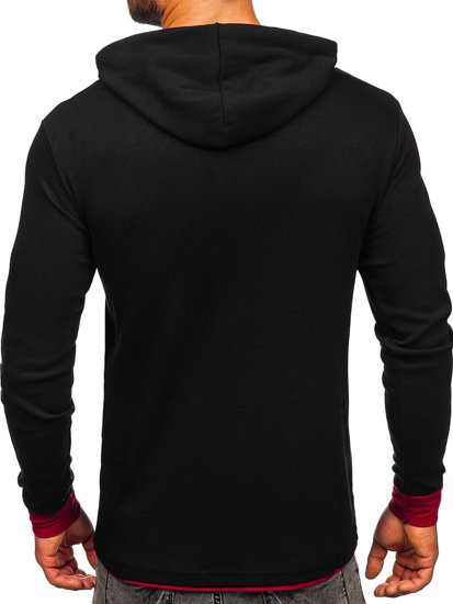 Sudadera con capucha para hombre negro y burdeos Bolf 146312