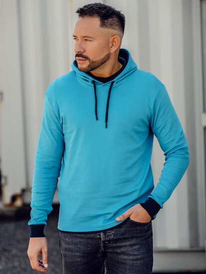 Sudadera con capucha para hombre turkusowa Bolf 145380