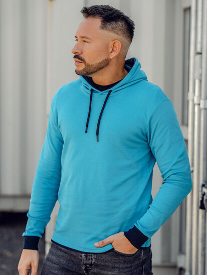 Sudadera con capucha para hombre turkusowa Bolf 145380