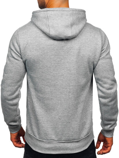 Sudadera con capucha tipo canguro con impresión para hombre gris Bolf 14602