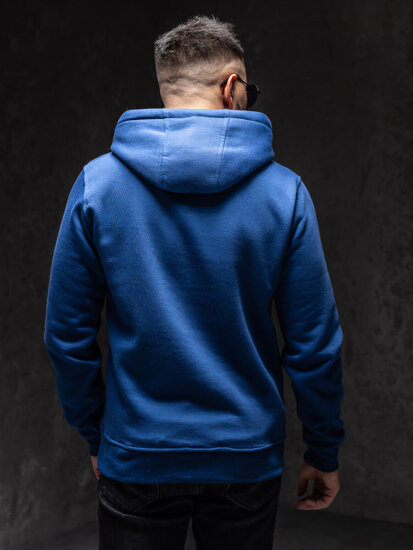 Sudadera con capucha tipo canguro para hombre azul medio Bolf 2009A1