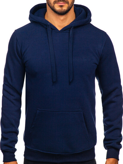 Sudadera con capucha tipo canguro para hombre azul oscuro Bolf MB001