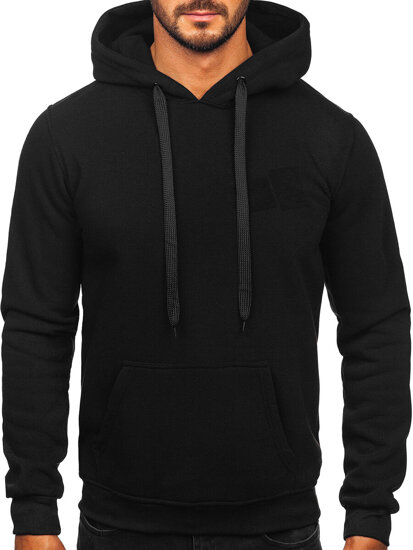 Sudadera con capucha tipo canguro para hombre negro Bolf MB001