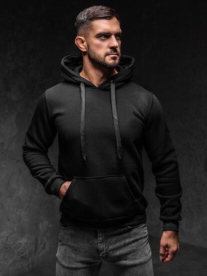 Sudadera con capucha tipo canguro para hombre negro Bolf MB001A1