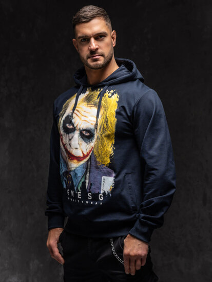 Sudadera con capucha y estampado para hombre azul marino Bolf 6146A1