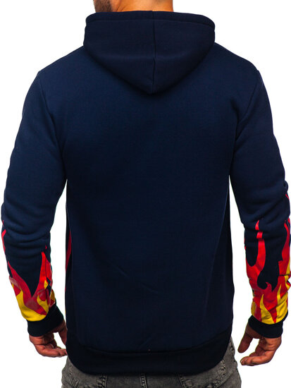 Sudadera con impresión con capucha para hombre azul oscuro Bolf LK63