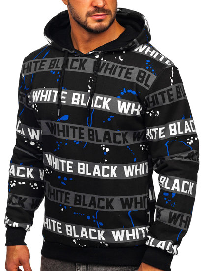 Sudadera con impresión con capucha para hombre negro-azul Bolf 141034