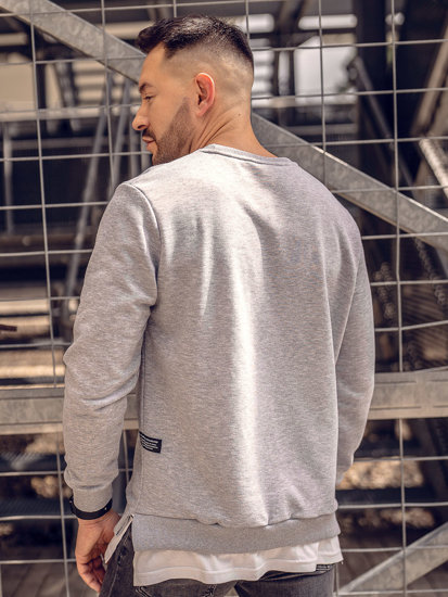 Sudadera con impresión sin capucha para hombre gris Bolf 11115A