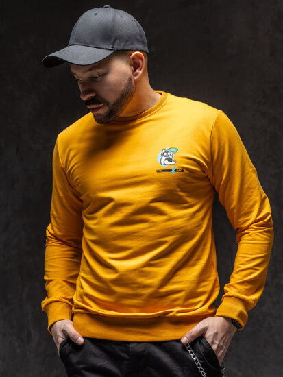 Sudadera con impresión sin capucha para hombre naranja Bolf 8744A1